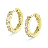 KRKC&CO フープピアス 15mm メンズピアス レディース シルバー925 金属アレルギー対応 両耳 ジルコニア 14k金メッキ 18G ラウンドフープ シンプル メンズ レディース イヤリング CZダイヤ アクセサリー プレゼント (CZゴールド)