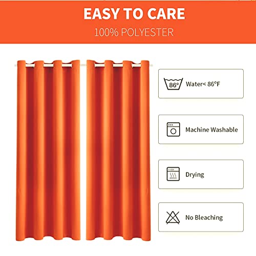 Sofjagetq 1 Panel Waterproof Indoor/Outdoor Curtains For Patio-, Extra Wide Blackout Thermal Insulated Drape Waterproof Curtain For Porch, Pergola, Cabana, 100 X 84 Inch, Burnt Orange #TOP3