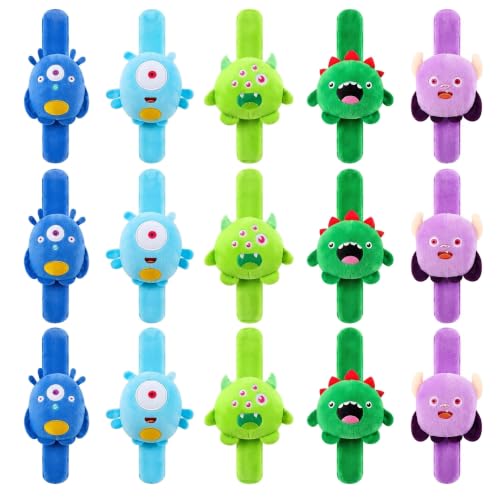 Sumind 15 Pcs Monster Stuffed Animal Slap Bracelets Hallween Party Favors