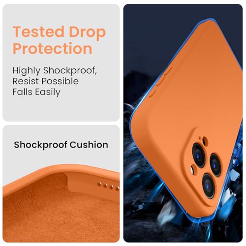 Image of FireNova Designed for iPhone 16 Pro Case, Silicone Upgraded [Camera Protection] Phone Case, Soft Anti-Scratch Microfiber Lining Inside, 2024, Kumquat