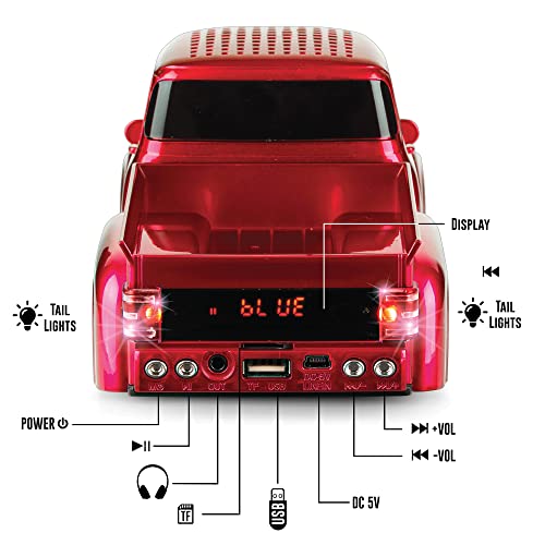 Qfx Bt-1956 Bluetooth 1956 Hot Rod Pickup Truck Replica Speaker, 2X 3 Inch Speakers, Hands Free Link, Built-In Microphone, Fm Radio And Led Party Lights, Red #TOP2