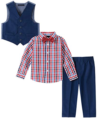 Image of Nautica Boys' 4-piece Formal Suit Set with Vest, Pants, Collared Dress Shirt, and Tie