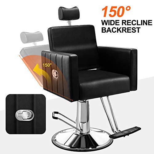 Baasha Barber Chair, Reclining Salon Chair For Hair Stylist, All Purpose Styling Chair With Heavy Duty Hydraulic Pump, Barber Chairs Spa Equipment - White #TOP4