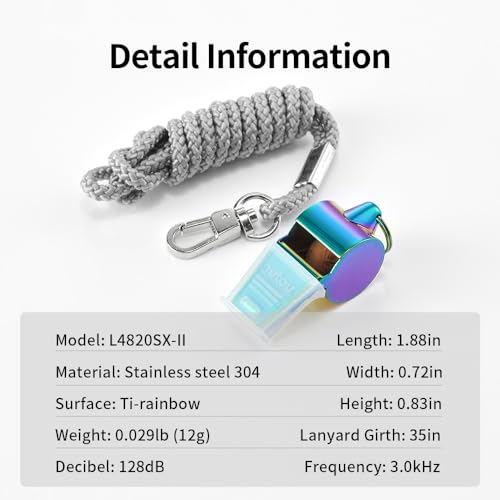 HUTOU Whistle 2 Packs Stainless Steel Coach Sports Whistle with Lanyard, Loud Crisp Sound Whistle Ideal for Coaches, Referees, and Official - Thumbnail 2