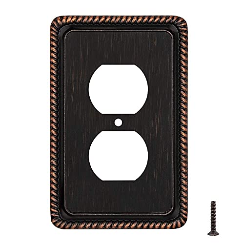 Rope Edge Decorative Wall Plate Switch Plate Outlet Cover, Aged Bronze (Single Duplex 2Pk, Aged Bronze) #TOP6