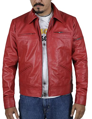Laverapelle Men's Genuine Lambskin Leather Jacket (Red, 5XL, Polyester Lining) - 1501200