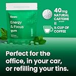 Neuro Energy & Focus Gum - 40mg Natural Caffeine Gum & Nootropic Energy Supplement with L-Theanine & B Vitamins - Sugar Free, Vegan - Spearmint, 90ct - Image 2