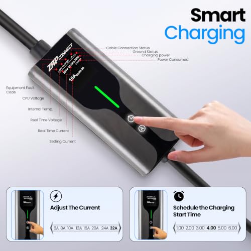 Image of 7.5kW Portable EV Charger 32A | Smart App Control | 1 Phase | IP67 Waterproof | 5M TPU Cable | Charger Only