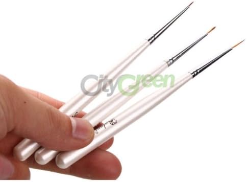 Newest 2014 Model!!! 3 Pcs Set Sable Hair Tiny Nail Art Pen Brush Acrylic French Painting Tools White in Health