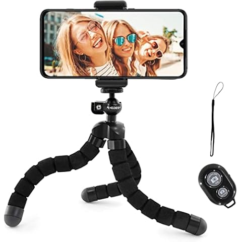 Octopus Style Tripod Stand Holder with Bluetooth Remote for Camera, Any Smartphone with Clip Cover