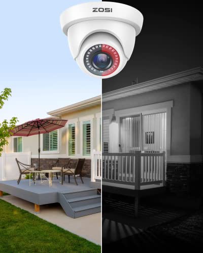Image of ZOSI 4 Pack 2MP 1080p HD-TVI Dome Security Camera Outdoor Indoor | 24PCS LEDs, 80ft IR Night Vision, 90 Wide Angle, Metal Plastic Housing Weatherproof Surveillance CCTV Camera
