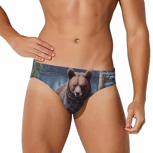 Bear Forests Men's Swim Briefs Sexy Bikini Swimsuit Beach Shorts Underwear Low Waist