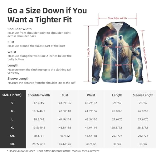 UPF 50+ Sun Protection Hoodie Long Sleeve Northern Lights Polar Bear Sun Shirt Rash Guard Fishing Shirts for Men2