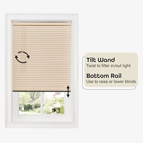 Cordless Room Darkening Mini Blind - 35 Inch Length, 64 Inch Height, 1" Slat Size - Alabaster - Cordless Gii Deluxe Sundown Horizontal Windows Blinds For Interior By Achim Home Decor #TOP3