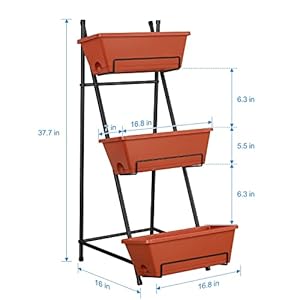 Vertical Raised Garden Bed Outdoor 3 Tiered Garden Planters Standing Elevated Planter Box with Drainage Holes for Plants Herbs Flowers Vegetables Brick Red Vertical Raised Garden Bed Outdoor 3 Tiered Garden Planters Standing Elevated Planter Box with Drainage Holes for Plants Herbs Flowers Vegetables Brick Red