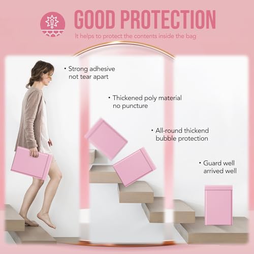Image of Fuxury Large Bubble Mailers 10.5x16 Inch 40 Pack Thick Padded Envelopes Opaque Mailing Envelopes Bubble Padded Mailers Shipping Bags for Packaging Small Business #5 Light Pink