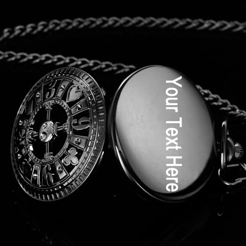 Image of Men's Mechanical Hollow Design Hand Wind Pocket Watch Roman Numerals Steampunk with Chain Box