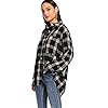 SweatyRocks-Womens-Long-Sleeve-Collar-Long-Button-Down-Plaid-Shirt-Blouse-Tops SweatyRocks Women's Long Sleeve Collar Plaid Long Button Down Shirt Blouse Tops Black Large