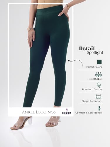 Image of Cotton Ankle Length Leggings for Women & Girls | No See Through | Breathable