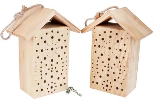 Massives Nistholz-Insektenhotel aus Ahornnholz - Wildbienen Hotel - 25 x 18 x 9 cm