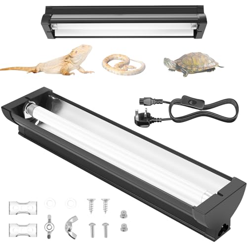 Jellybibo Kit Lumière UVB T5 8W pour Reptiles, 10% UVB & 30% UVA pour Reptiles Tropicaux et Désertiques, Fixture Haute Puissance de 31,5 cm (12,4 po) avec...