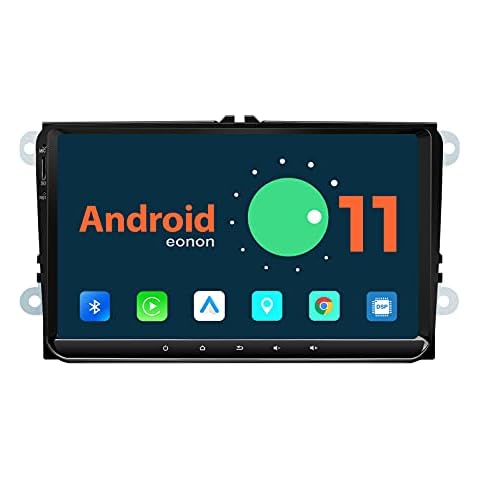 eonon 9 inch Android 11 Compatible with Volkswagen Seat Skoda Golf Car GPS Sat Nav DSP Bluetooth USB CarPlay Android Auto Support Screen mirroring OBDII DAB+ AHD Rear View Camera Headunit R53 Cover