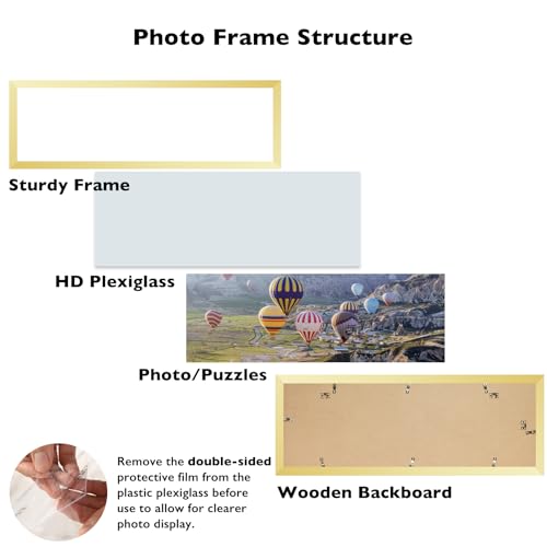 Image of JCJMY 13x39 Picture Frame Gold for Puzzles Poster Photo Picture, Horizontal and Vertical Formats for Wall Hanging, 13 x 39 Wall Gallery Poster Photo Puzzles Frame for 13 by 39 Photos Posters, Gold