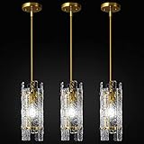 LIANGMH Modern Crystal Pendant Lighting Gold Pendant Lights Mini Glass Chandeliers, Adjustable Penda