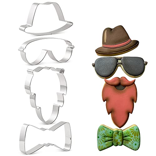Keniao Cool Dad Cookie Cutter Set Father's Day, 4 Pcs, Stainless Steel #TOP8