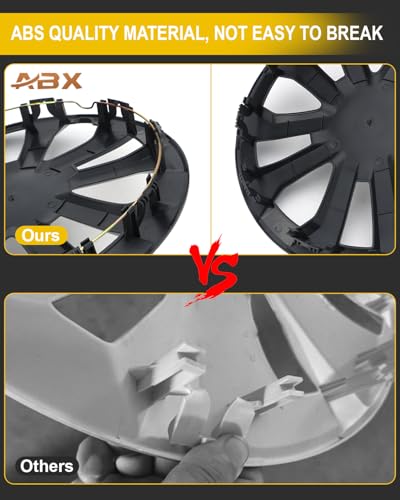 Image of ABX Hubcap Wheel Covers Hub Caps 16 Inch Set of 4 Black Universal Wheel Rim Cover R16 Stylish Car Decor Wheel Covers for Toyota Camry Nissan Mazda (black-10, 16 inch)