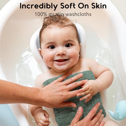 image for Unnivoll Muslin Baby Washcloths 6 Pack, 100% Cotton Wash Cloths for Ba