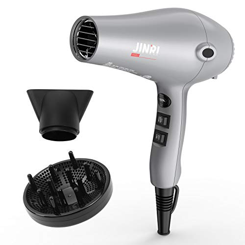 Professional Ceramic Tourmaline Hair Dryer 1875 Watt Fast Dry Low Noise Lightweight Blow Dryer Pro Powerful Salon Ionic Dryers with Diffuser and Concentrator Nozzle Attachments