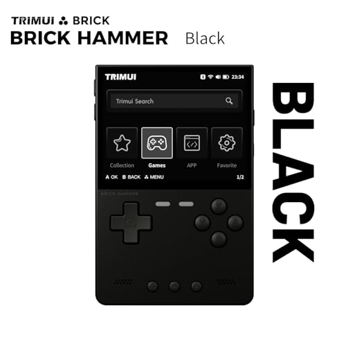 Image of TRIMUI Brick Hammer Retro Handheld Game Console - Metal CNC Aluminum Alloy Body, 3.2 inch IPS Screen, 8GB Storage, Expandable to 1TB, Built-in 3000mAh Battery Black-64G