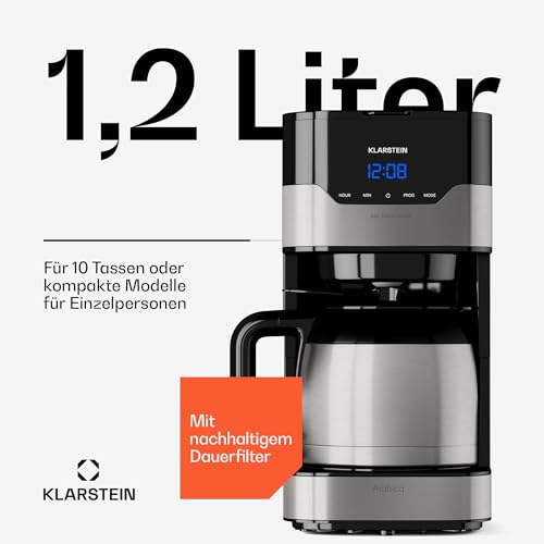 Klarstein 1,2 L Kaffeemaschine mit Thermoskanne und Timer