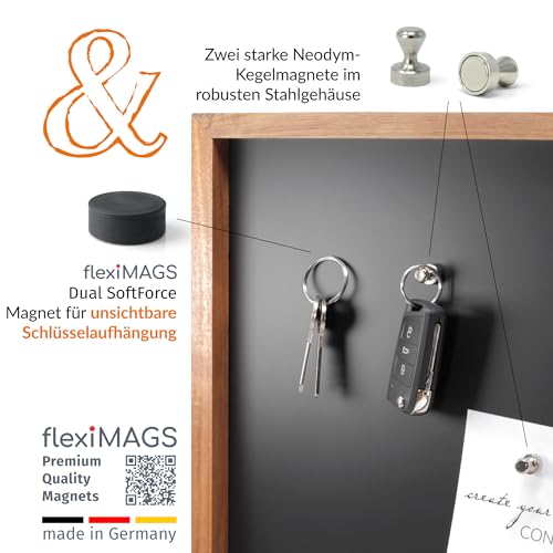 PERQS® CONCEPT board – Magnettafel, Kreidetafel und Schlüsselbrett in einem – vielseitiges Magnetboard mit edlem Akazienholzrahmen (FSC®-zertifiziert) – als Vision Board, Pinnwand, Memoboard