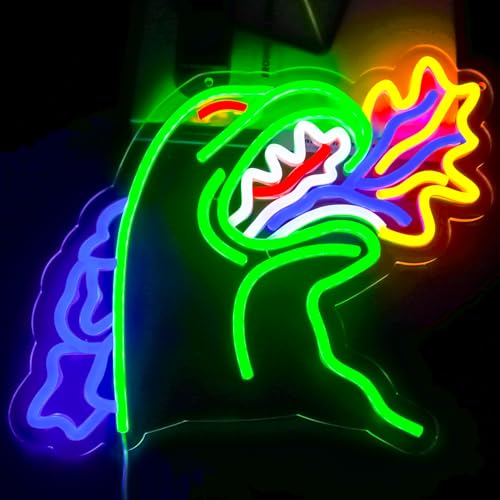 Image of Monster Neon Sign for Wall Decor,Dinosaur Dimmable Neon Sign for Gaming Room Boys Room Decor,Powered by USB 14.3 * 12.2inch,Birthday Party Christmas Gifts
