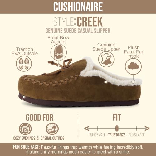 CUSHIONAIRE Creek Faux Fur Suede Slippers