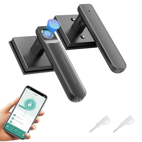 Gavdhe Fingerprint Door Lock & Biometric Door Knob with App 3-in-1 Keyless Entry Smart Door Lock with Auto-Lock & Interior Lockable Secure Your Home Office Bedroom & Apartment Black