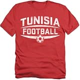 Popfunk Tunisia International Futbol Country Pride Vintage Soccer Ball Unisex Adult Heather T Shirt, Red Heather, Large