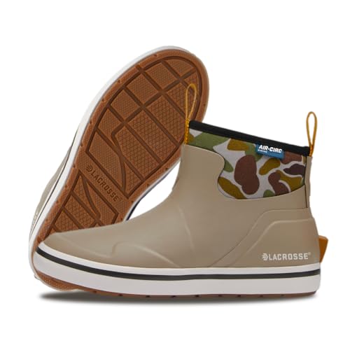 LaCrosse Alpha 6-Inch Women's Deck Boot - Air-Circ Quick-Dry Mesh Liner & Rain Boots - Hand-Laid Rubber Construction & Waterproof Shoes for Women - Non-Slip ForeDeck Outsole - Timber Wolf/Camo - 8