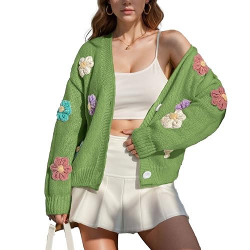 Image of FindThy Women's Cute Floral Print Cardigan Long Sleeve Button Up Cardigans Sweaters