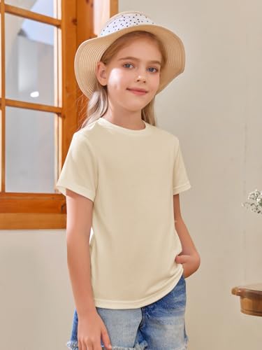 Image of Girls Short Sleeve T Shirts Kids Summer Tops Crewneck Tees 5-14 Years