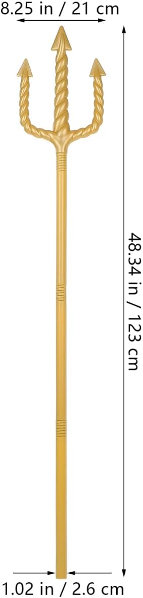 Abaodam Gold Trident King Neptune Trident Devil Pitchfork Trident Costume Accessory Plastic Trident Prop Devils Demon Prop Trident Accessory for Halloween Decor