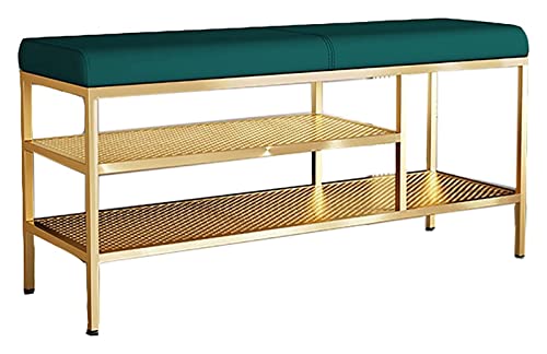 Banco de Entrada, Banco de Zapatos para Sala de Estar, Banco de Almacenamiento de Zapatos de Metal, Zapatero con estantes de 2 Niveles para Pasillo, Dormitorio, Zapatos, gabinete,