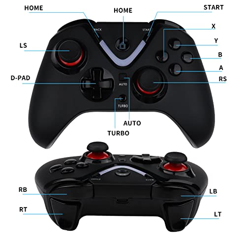 ROTOMOON Wireless Game Controller with LED Lighting Compatible with Xbox One S/X, Xbox Series S/X, PC Gaming Gamepad, Remote Joypad with 2.4G Wireless Adapter Perfect for FPS Games（Black） by ROTOMOON - Image 2