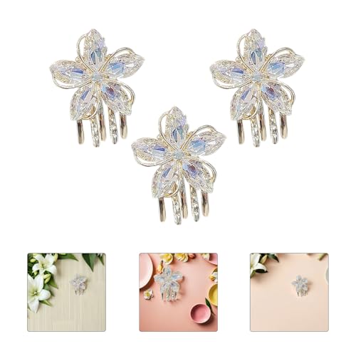 FRCOLOR Pinza Flor Mini 3 Piezas Clip Pequeño con Diseño de Flor de Cristal para Mujer miniatura 7