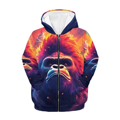 Cool Graphic Animal Hoodies for Boys Casual Daily Basic Zip Up Hoodie with Pocket