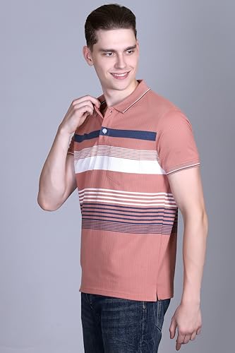 Image of SANE ORIGINALS T-Shirt for Men with Pocket || Textured Striped Polo for Men