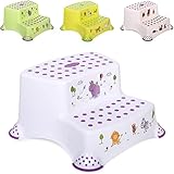 Taburete de baño Lorelli de dos etapas para niños, taburete antideslizante, tacos de goma en blanco