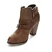 Forever Women's Buckle Strap Block Heel Ankle Booties, Tan, 7